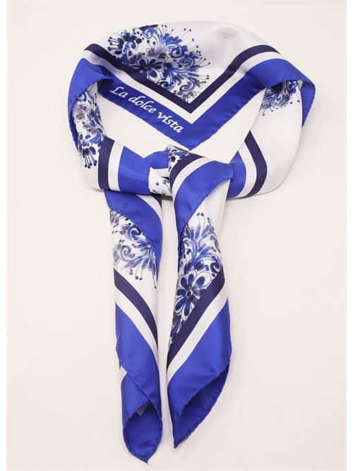 fourald in seta di como con stampa fiori blu La Dolce vista | BLUCHICBLU